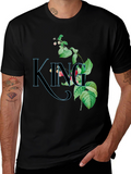 Floral King Graphic Black T-Shirt