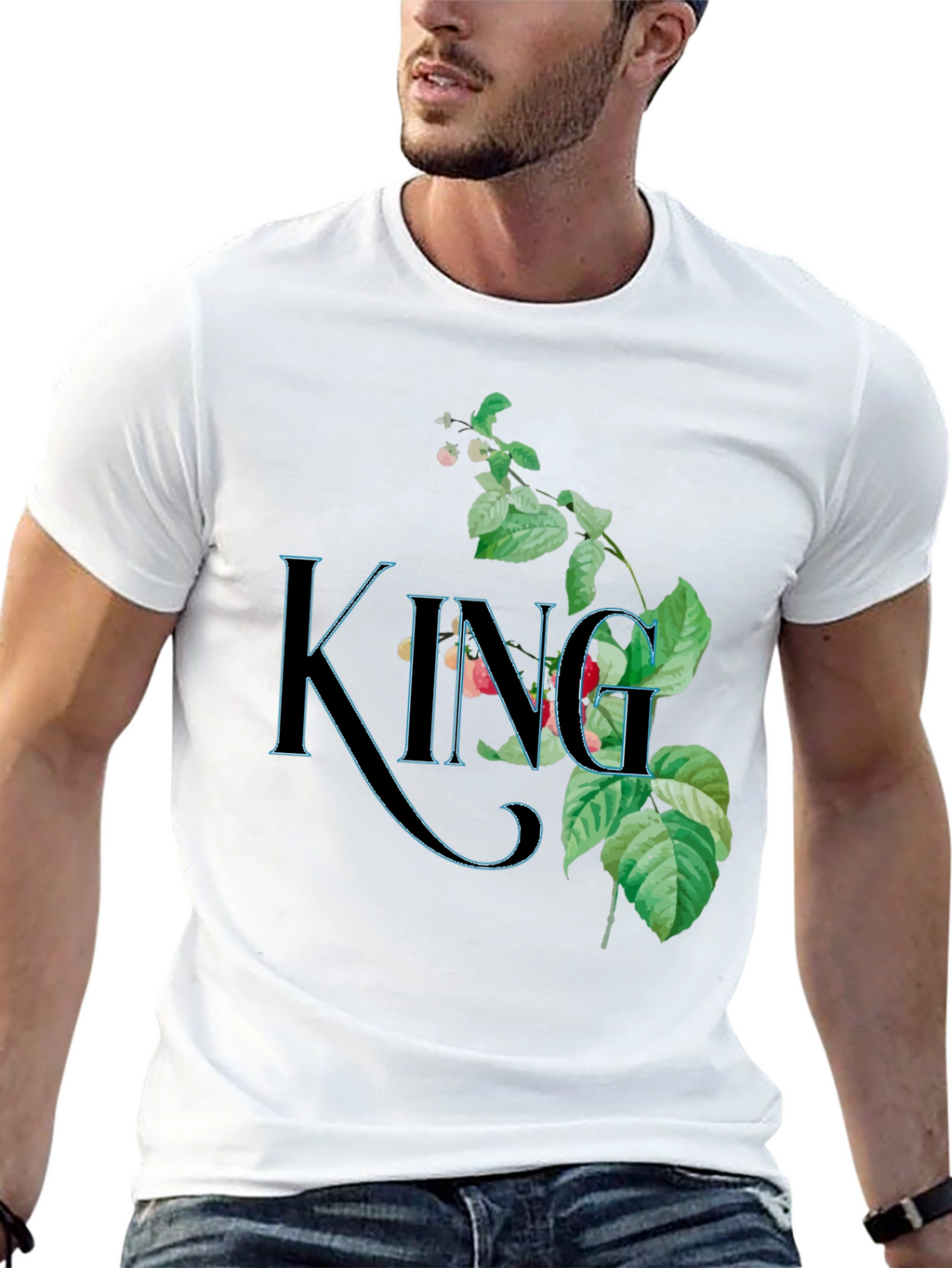 Floral King Graphic Black T-Shirt