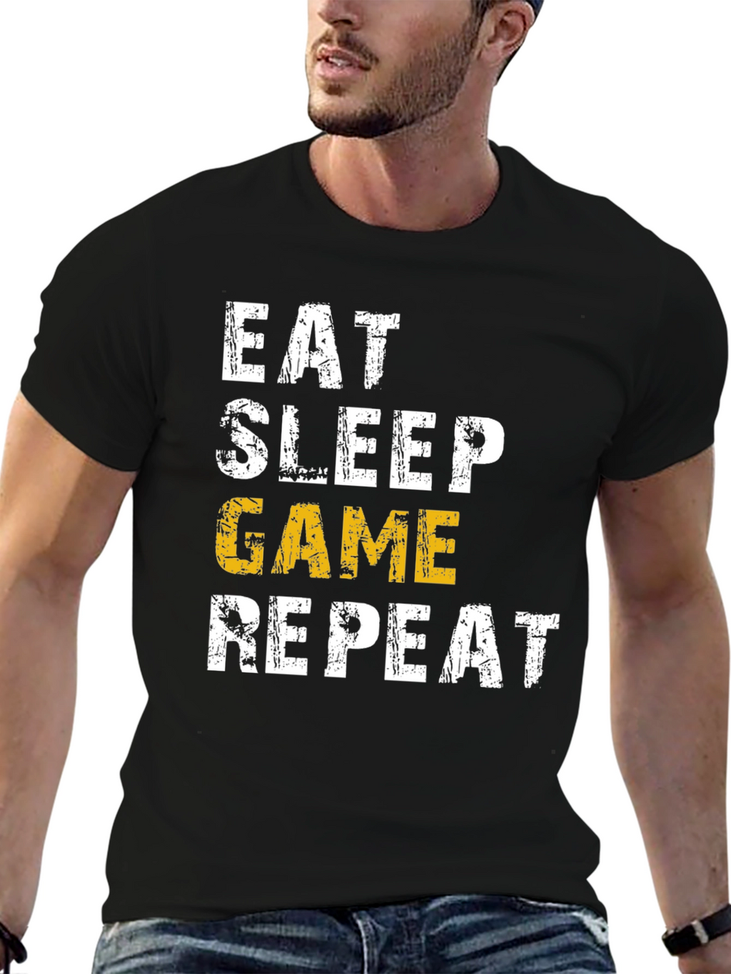 Eat Sleep Game Repeat Graphic Tee - Gamer T-Shirt