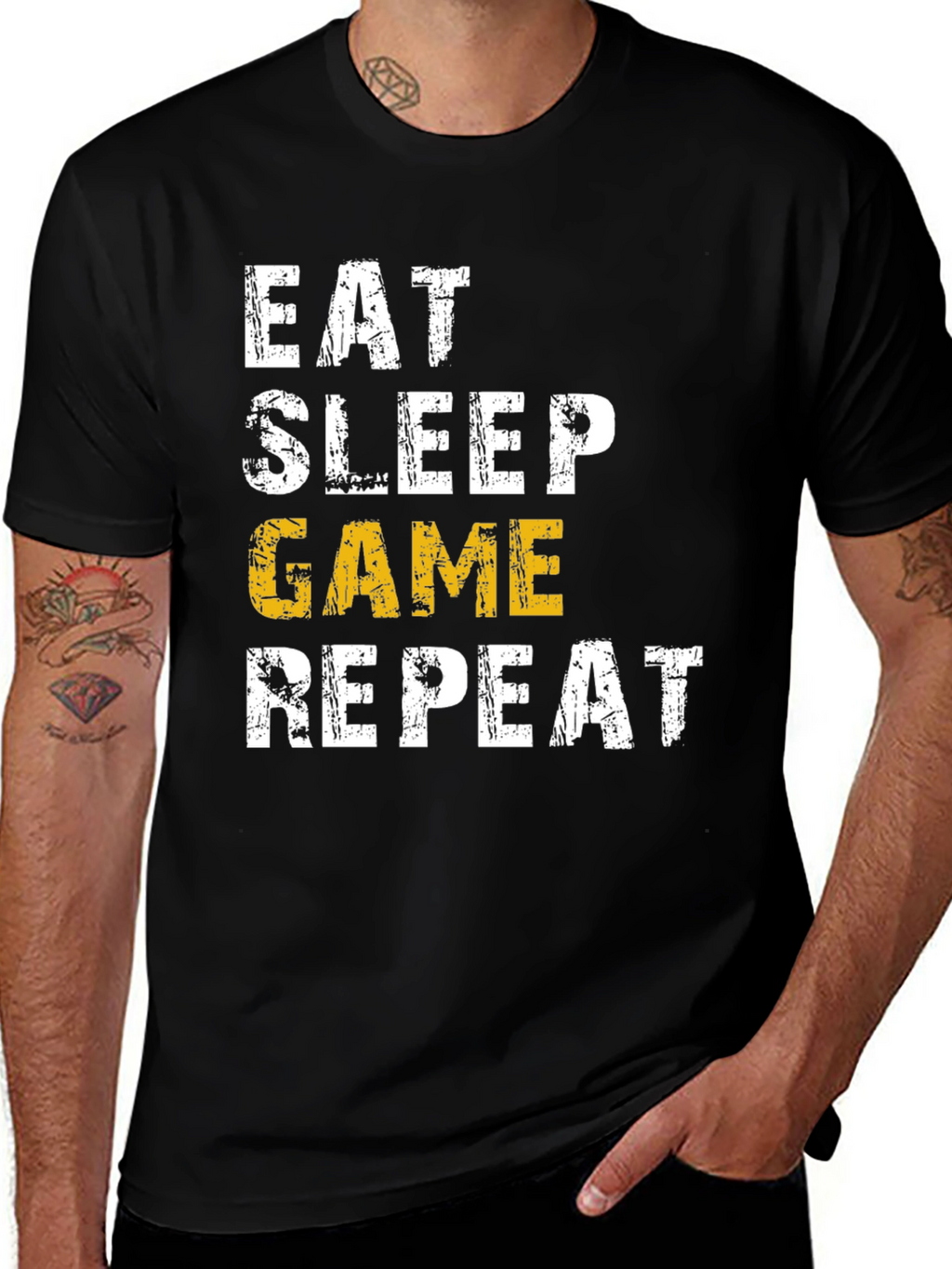 Eat Sleep Game Repeat Graphic Tee - Gamer T-Shirt