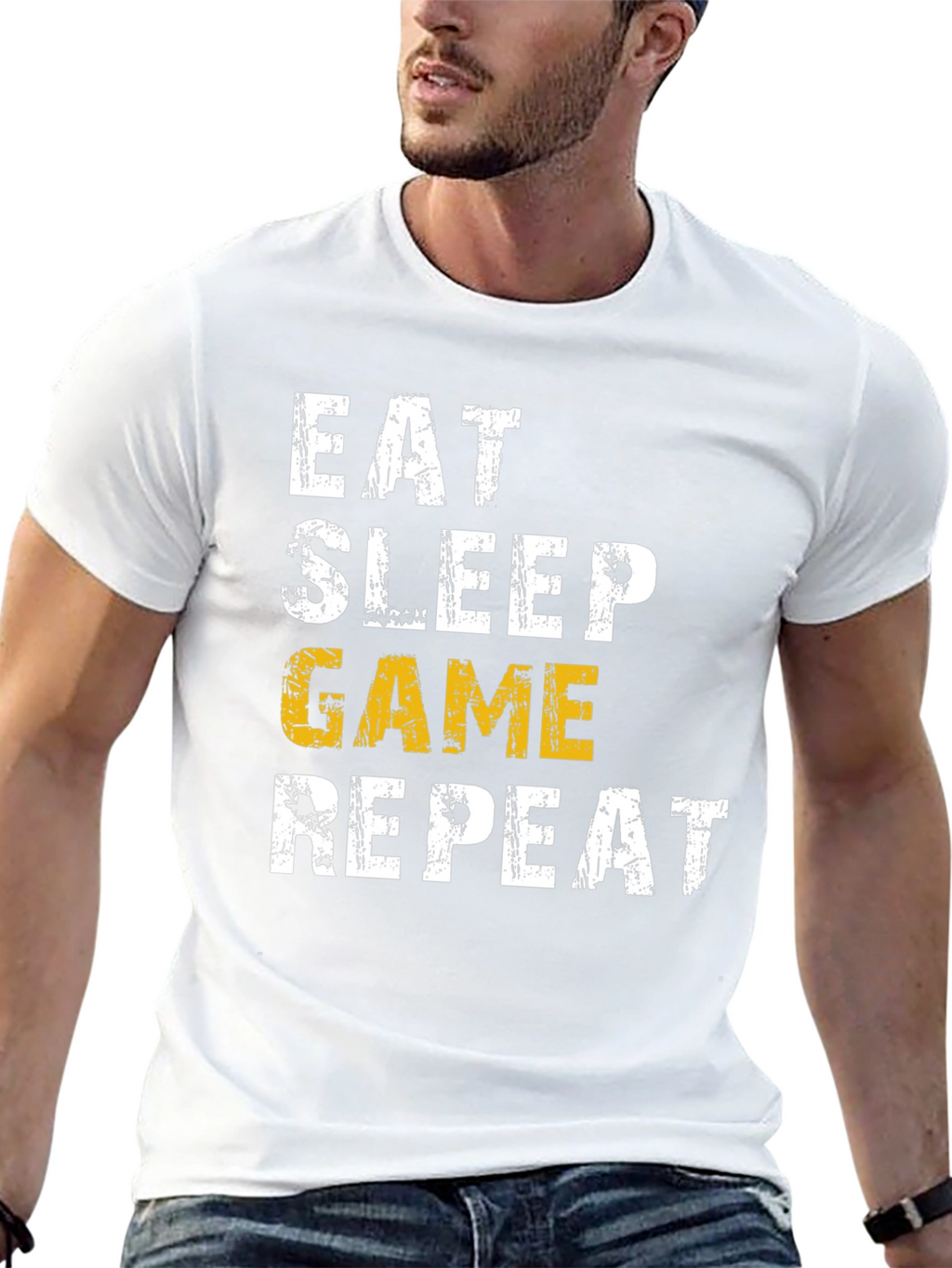 Eat Sleep Game Repeat Graphic Tee - Gamer T-Shirt