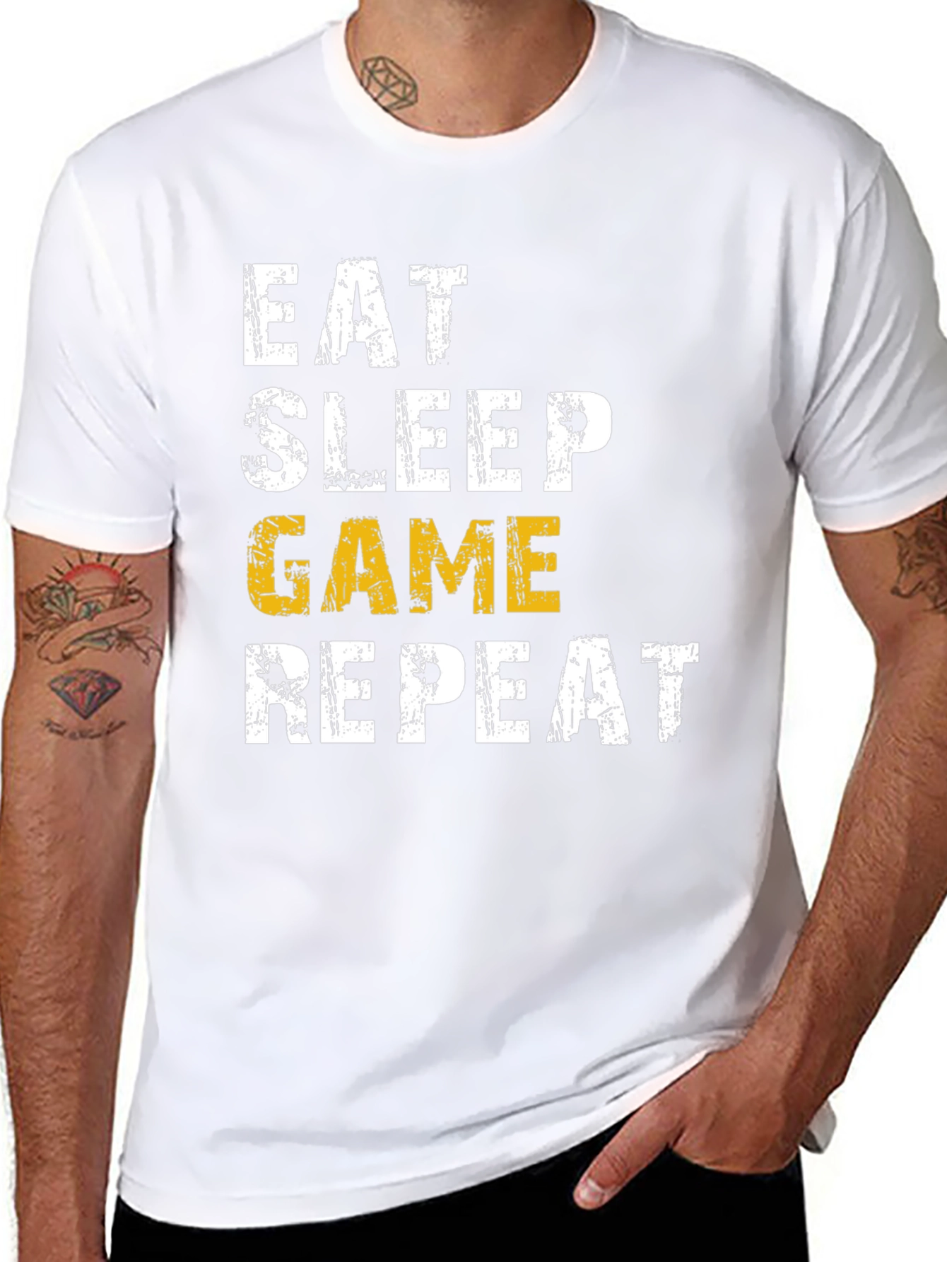 Eat Sleep Game Repeat Graphic Tee - Gamer T-Shirt