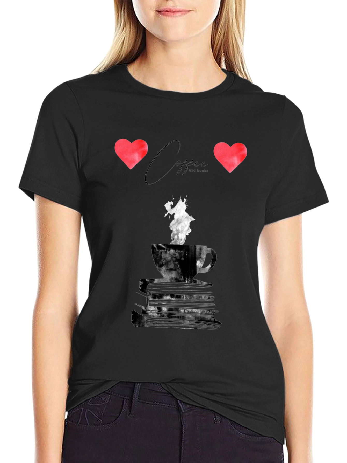 Coffee and Books Graphic Tee - Unisex Black T-Shirt