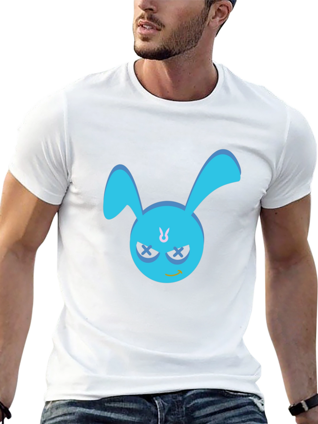 Cool Blue Bunny Graphic T-Shirt