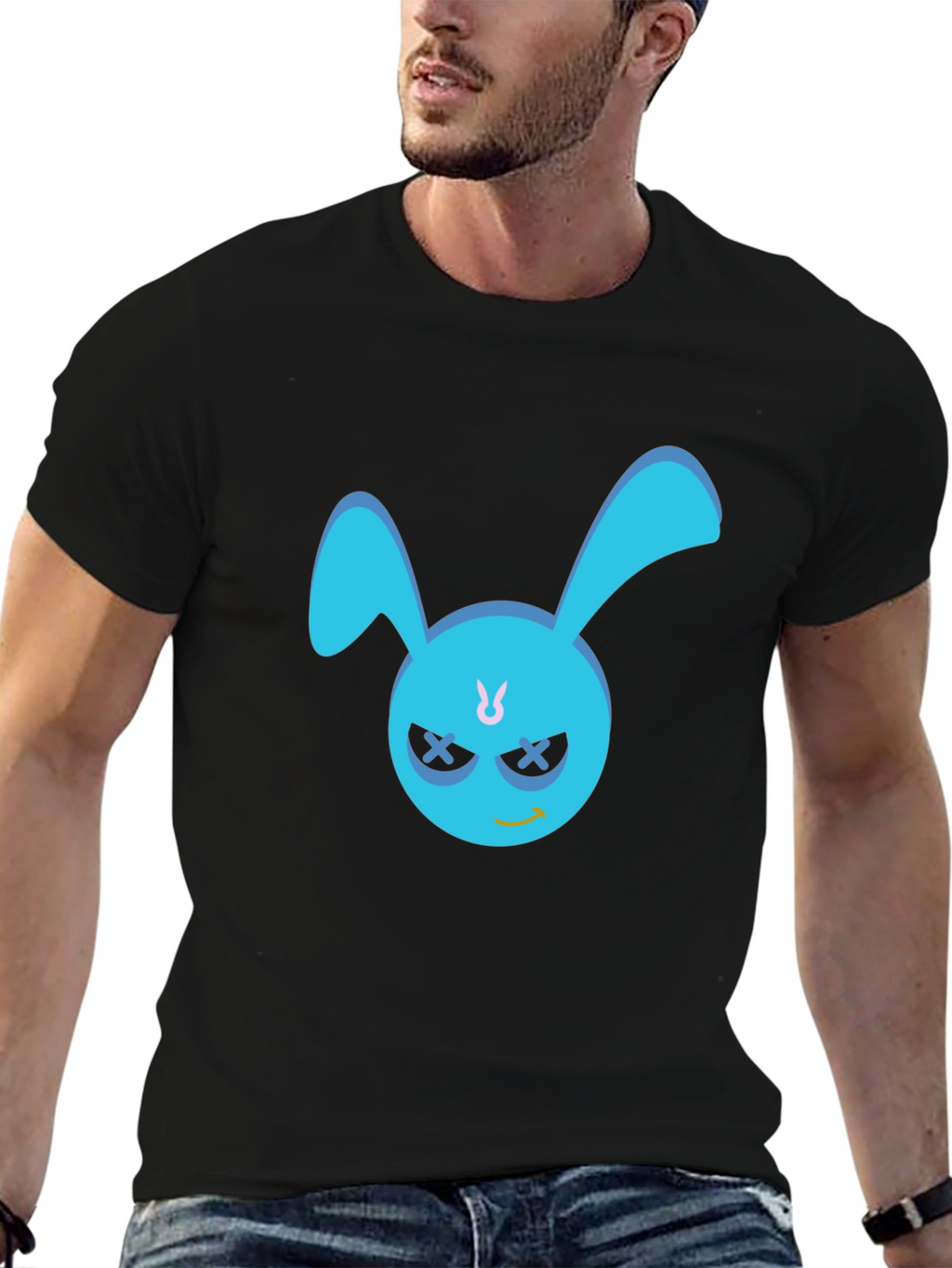 Cool Blue Bunny Graphic T-Shirt