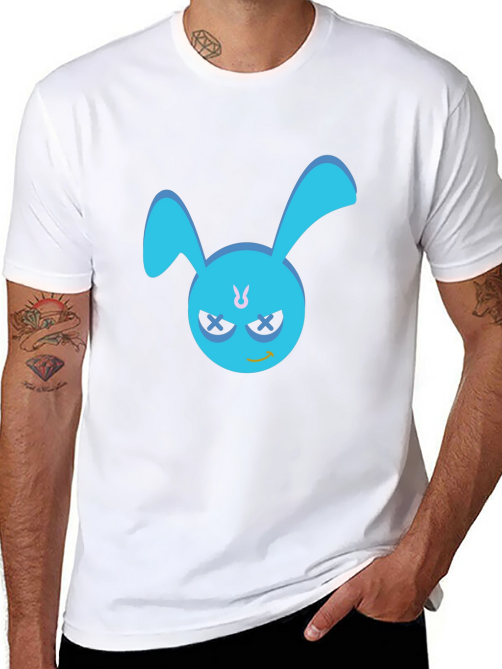 Cool Blue Bunny Graphic T-Shirt