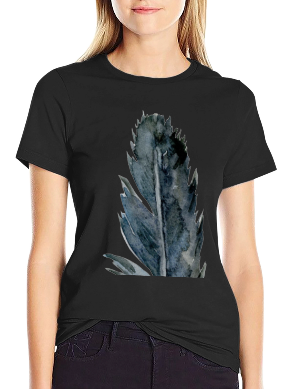 Mens Black Feather Graphic T-Shirt
