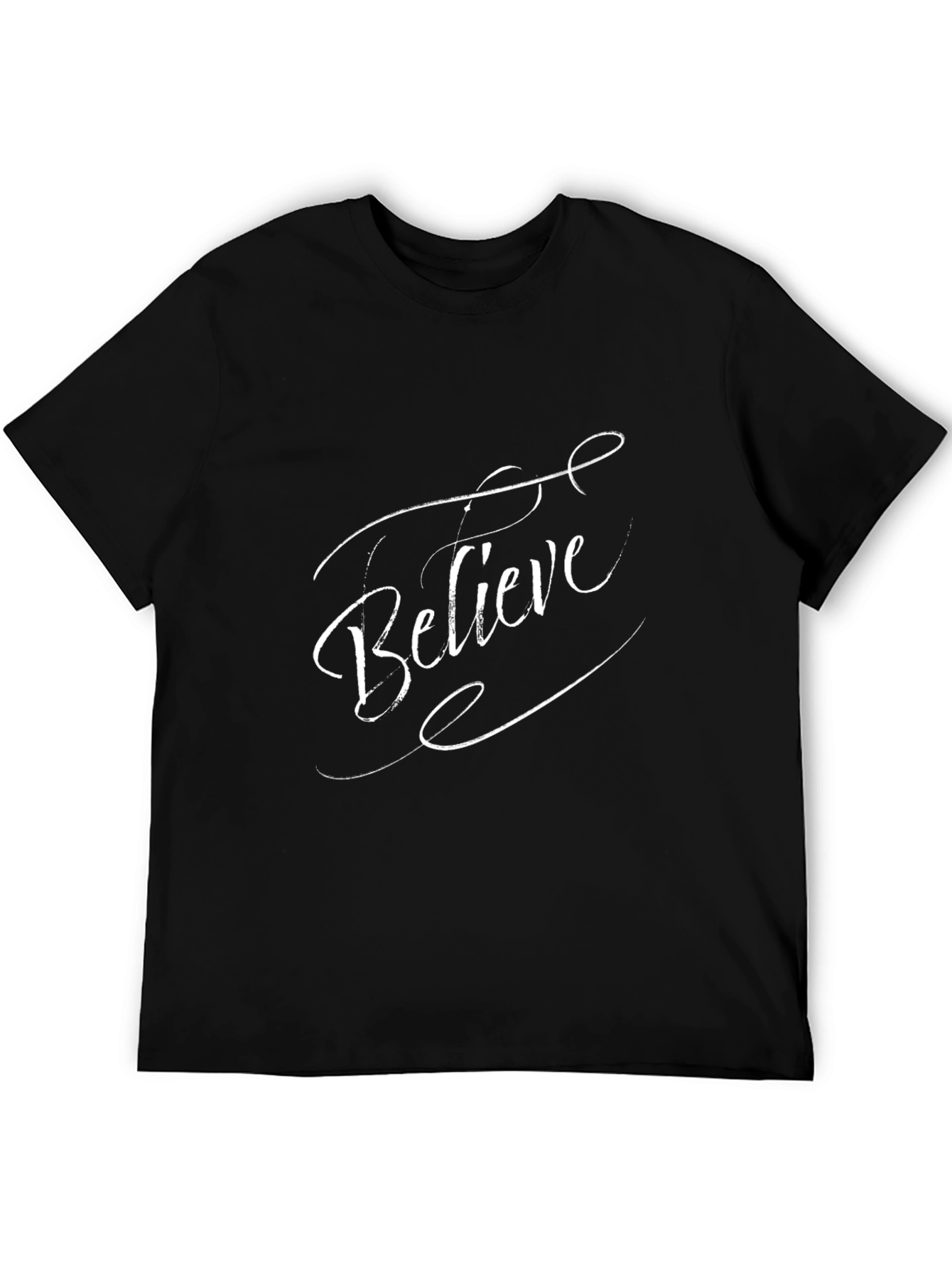 Believe Graphic Tee - Black Cotton Casual T-Shirt
