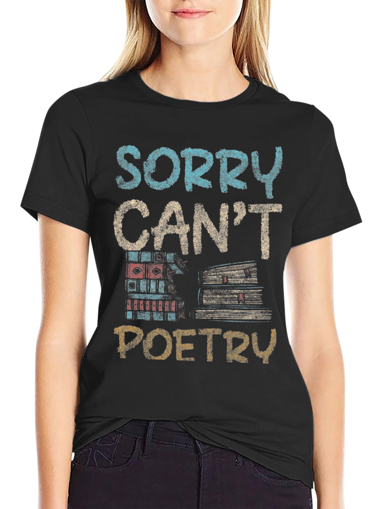 Sorry Cant Poetry Black Graphic Tee