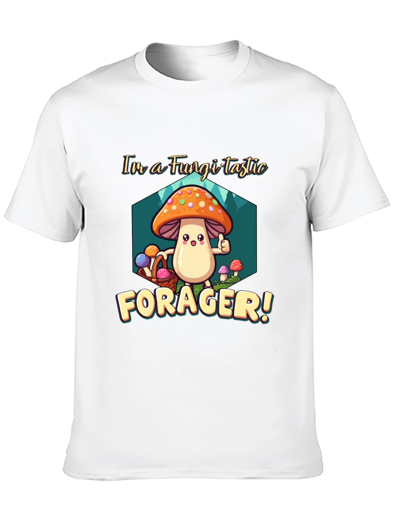 Fungi-tastic Forager T-Shirt - Fun Mushroom Design