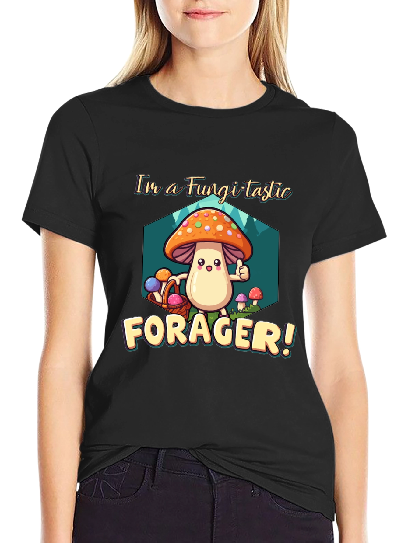Fungi-tastic Forager T-Shirt - Fun Mushroom Design