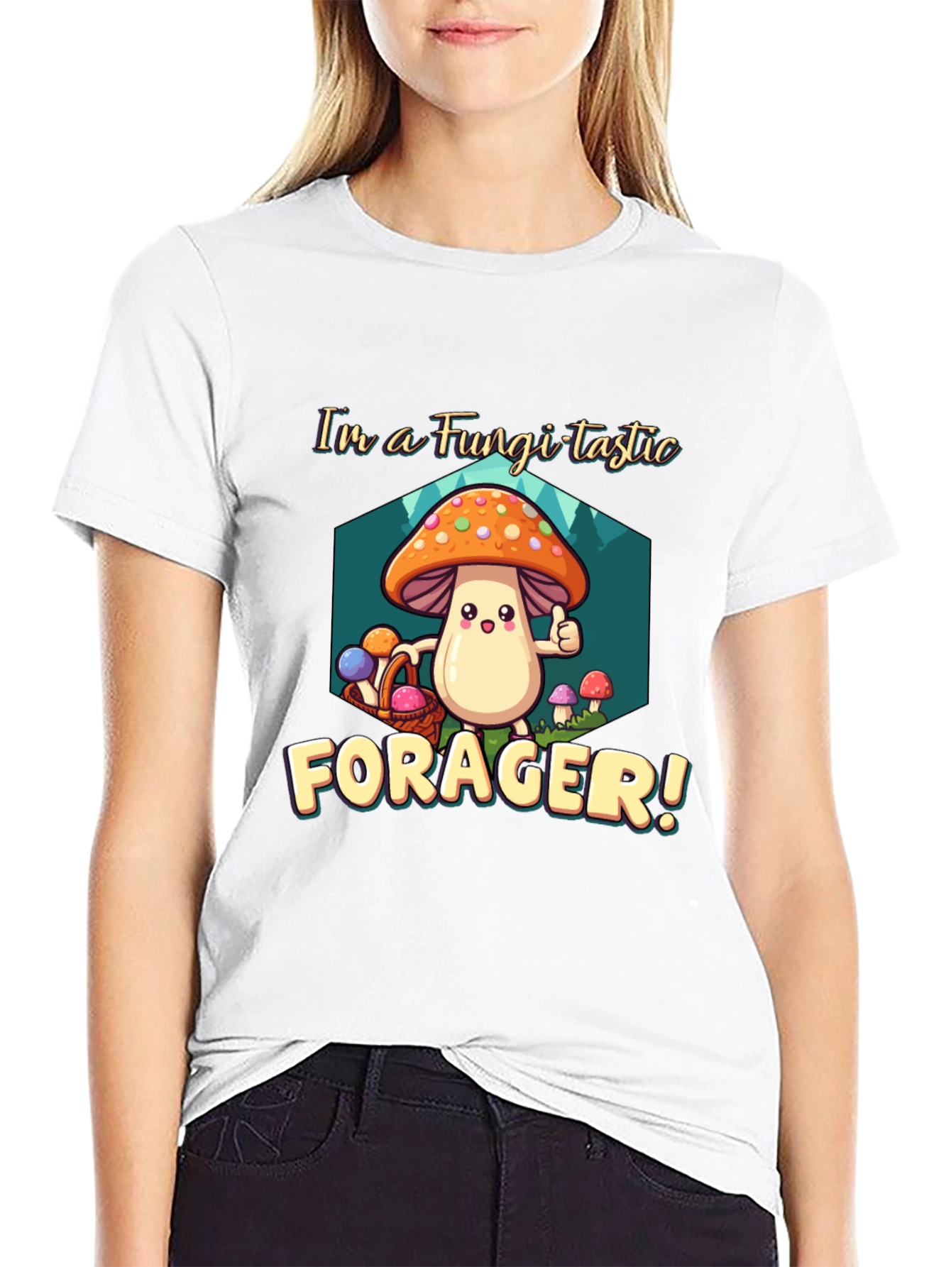 Fungi-tastic Forager T-Shirt - Fun Mushroom Design