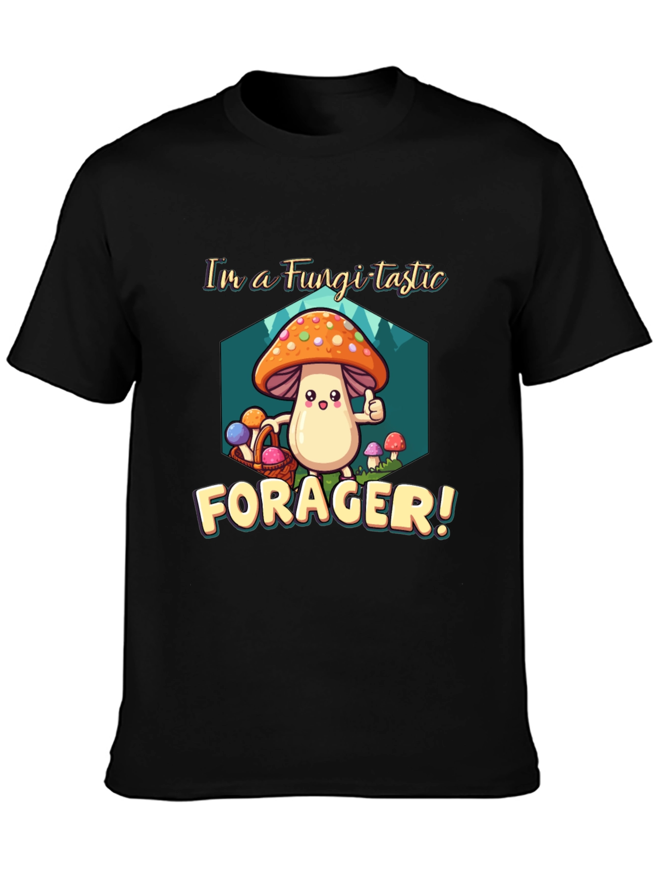 Fungi-tastic Forager T-Shirt - Fun Mushroom Design