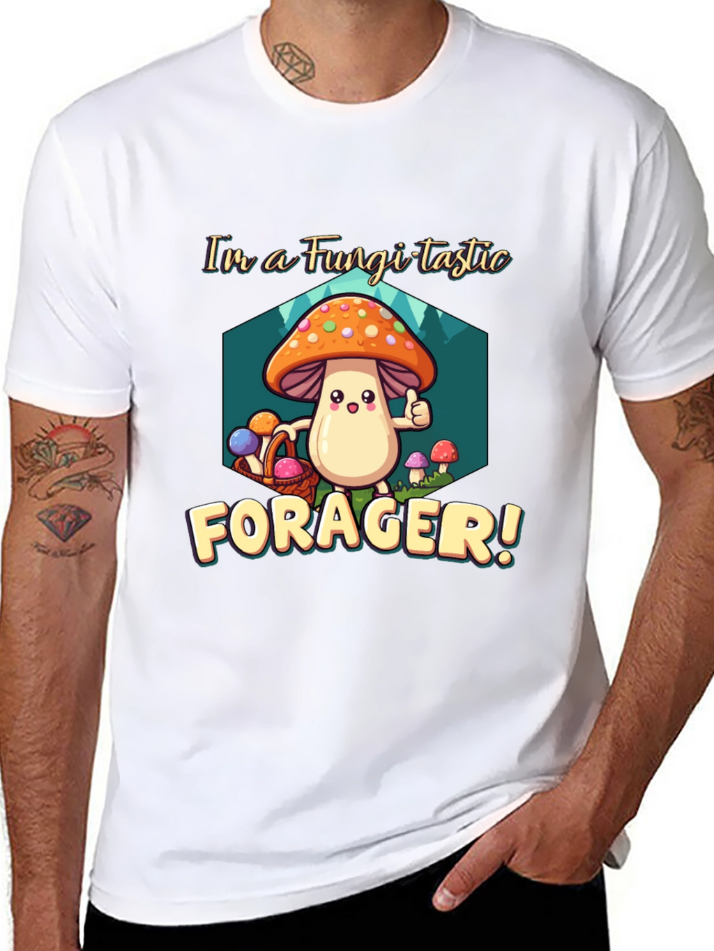 Fungi-tastic Forager T-Shirt - Fun Mushroom Design