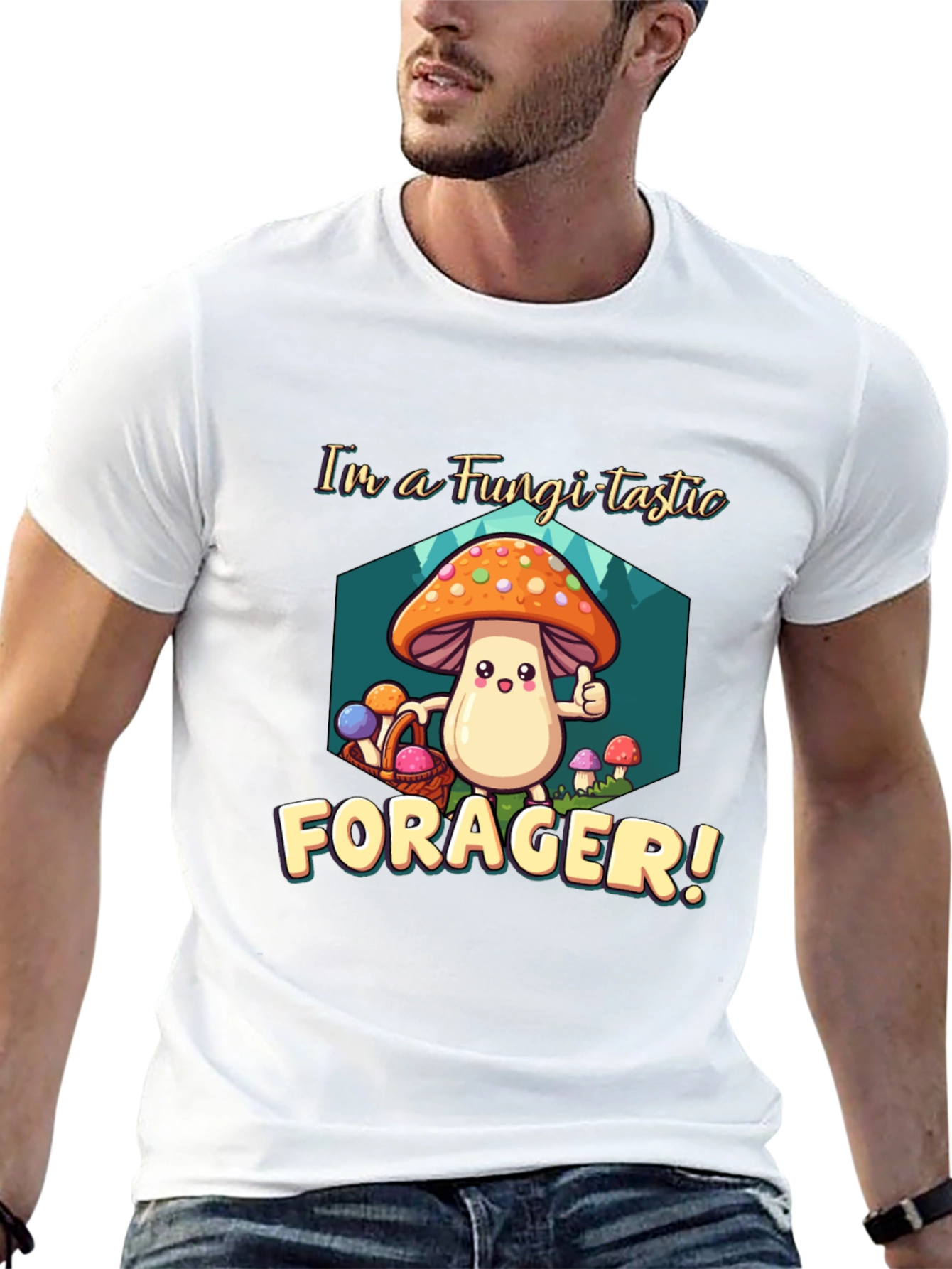 Fungi-tastic Forager T-Shirt - Fun Mushroom Design