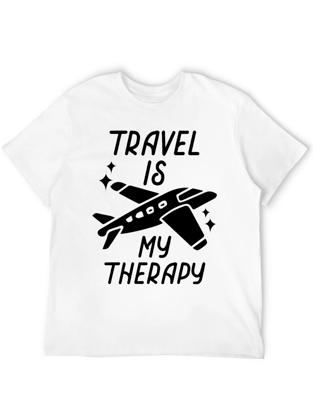 Travel Is My Therapy Black Graphic T-Shirt