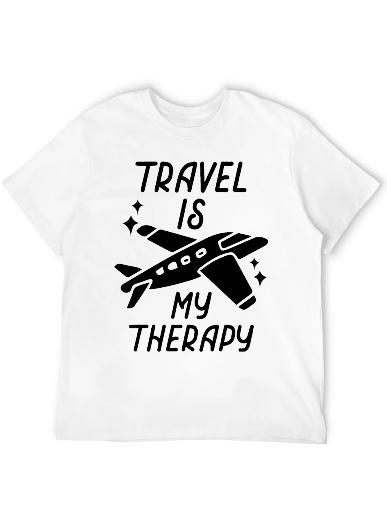Travel Is My Therapy Black Graphic T-Shirt