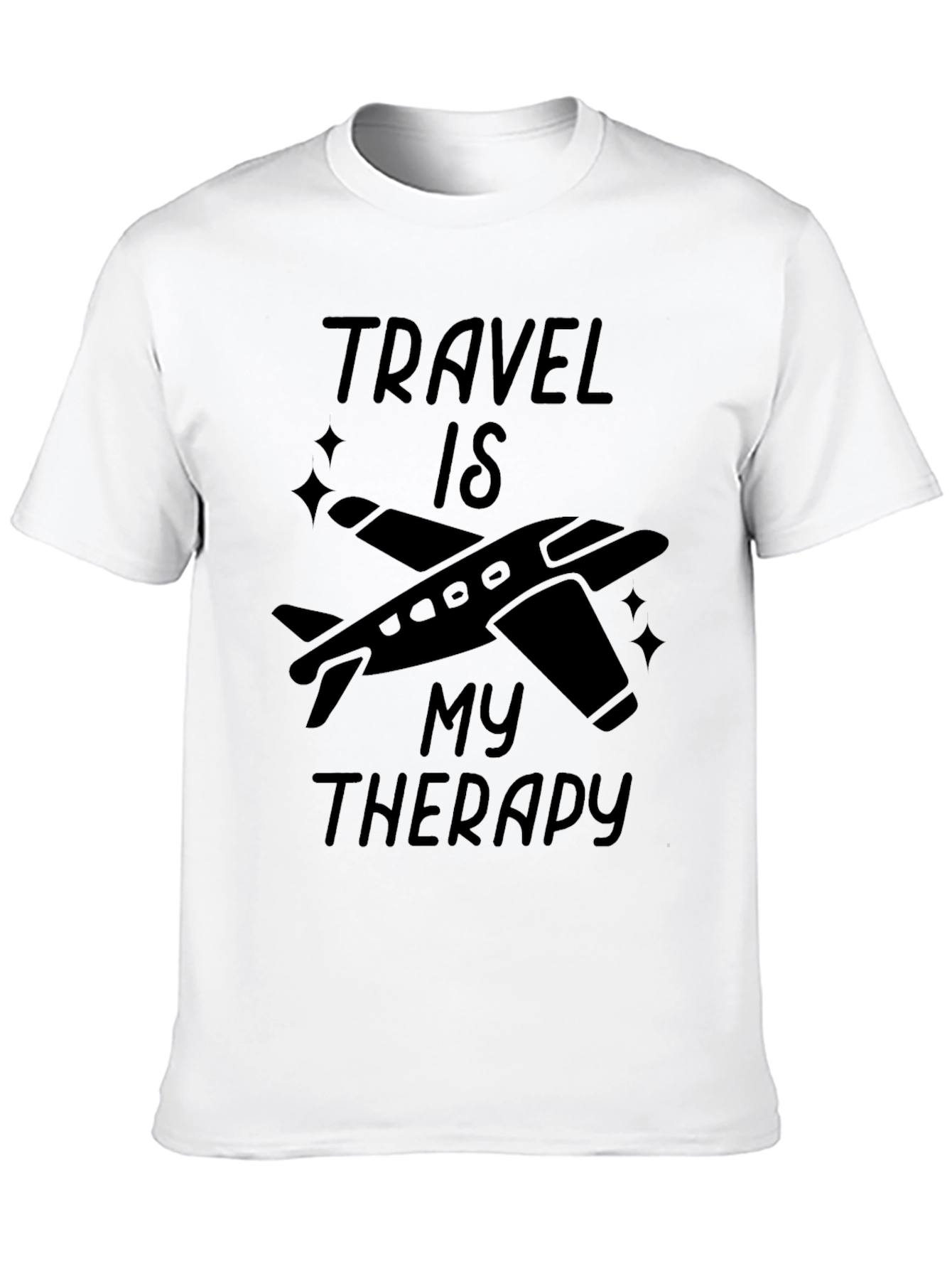 Travel Is My Therapy Black Graphic T-Shirt