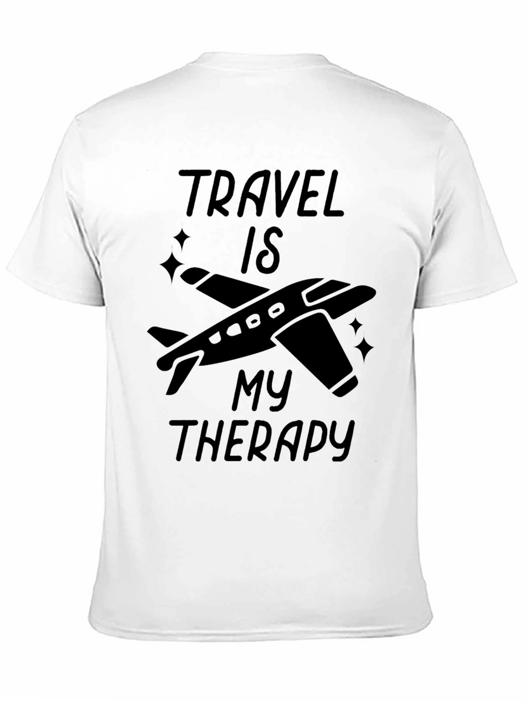 Travel Is My Therapy Black Graphic T-Shirt