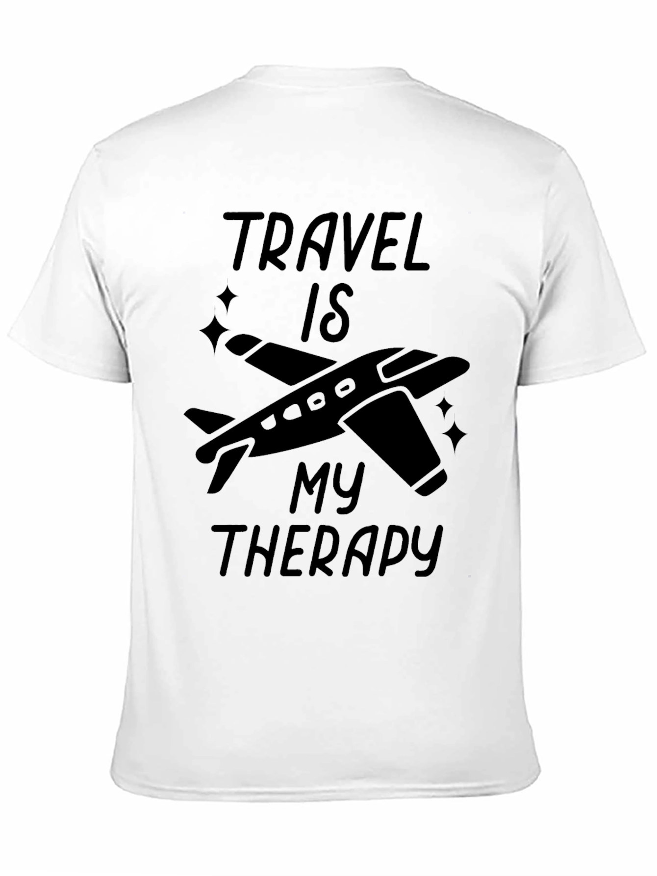 Travel Is My Therapy Black Graphic T-Shirt