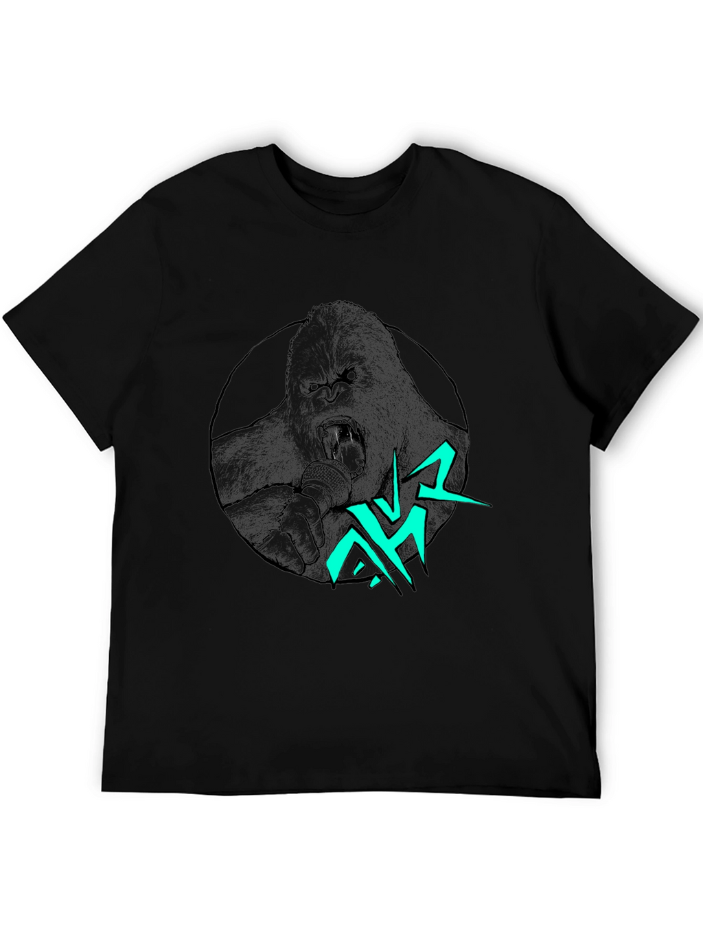 Gorilla Singer Graphic Print Black T-Shirt