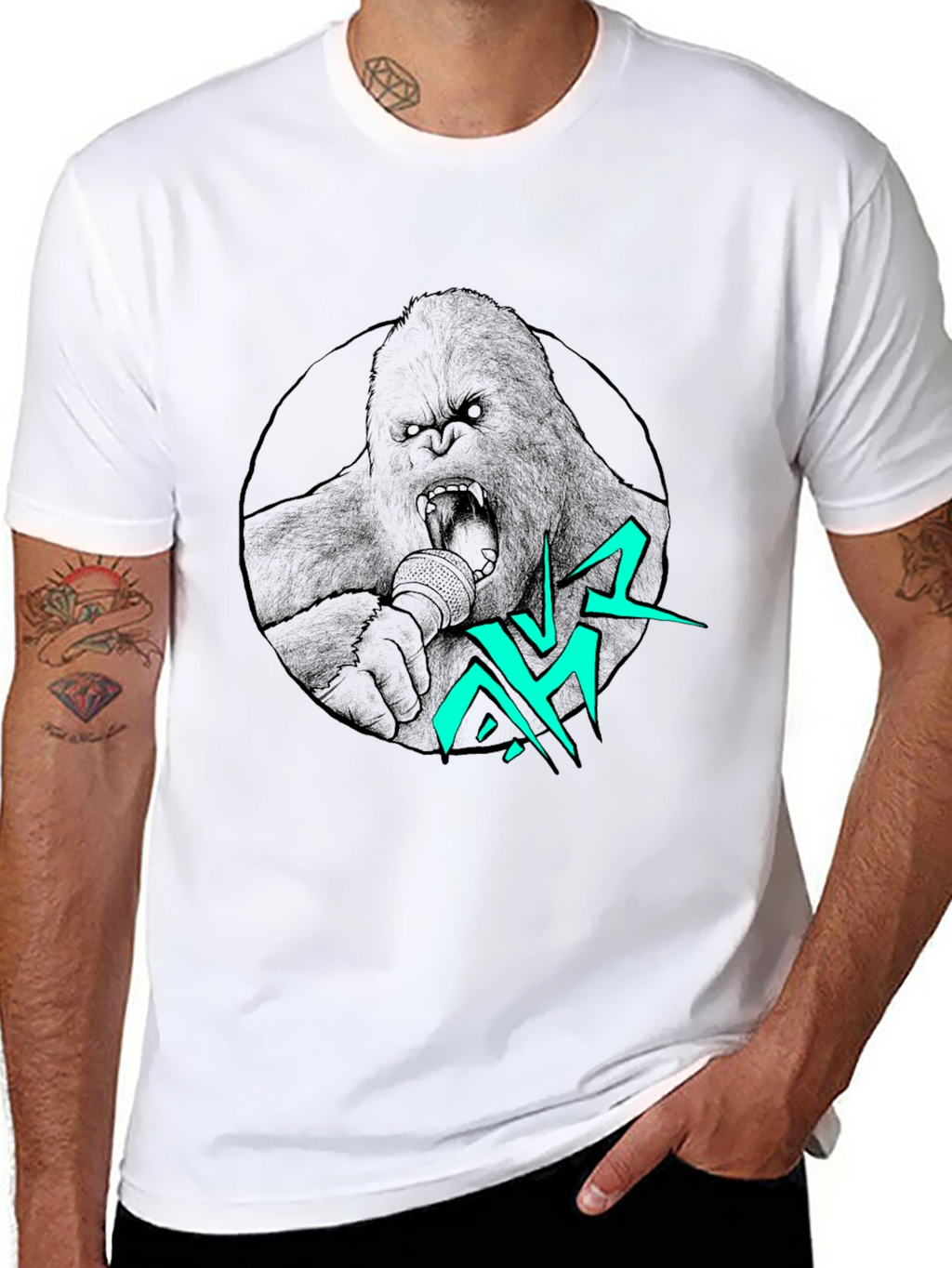 Gorilla Singer Graphic Print Black T-Shirt