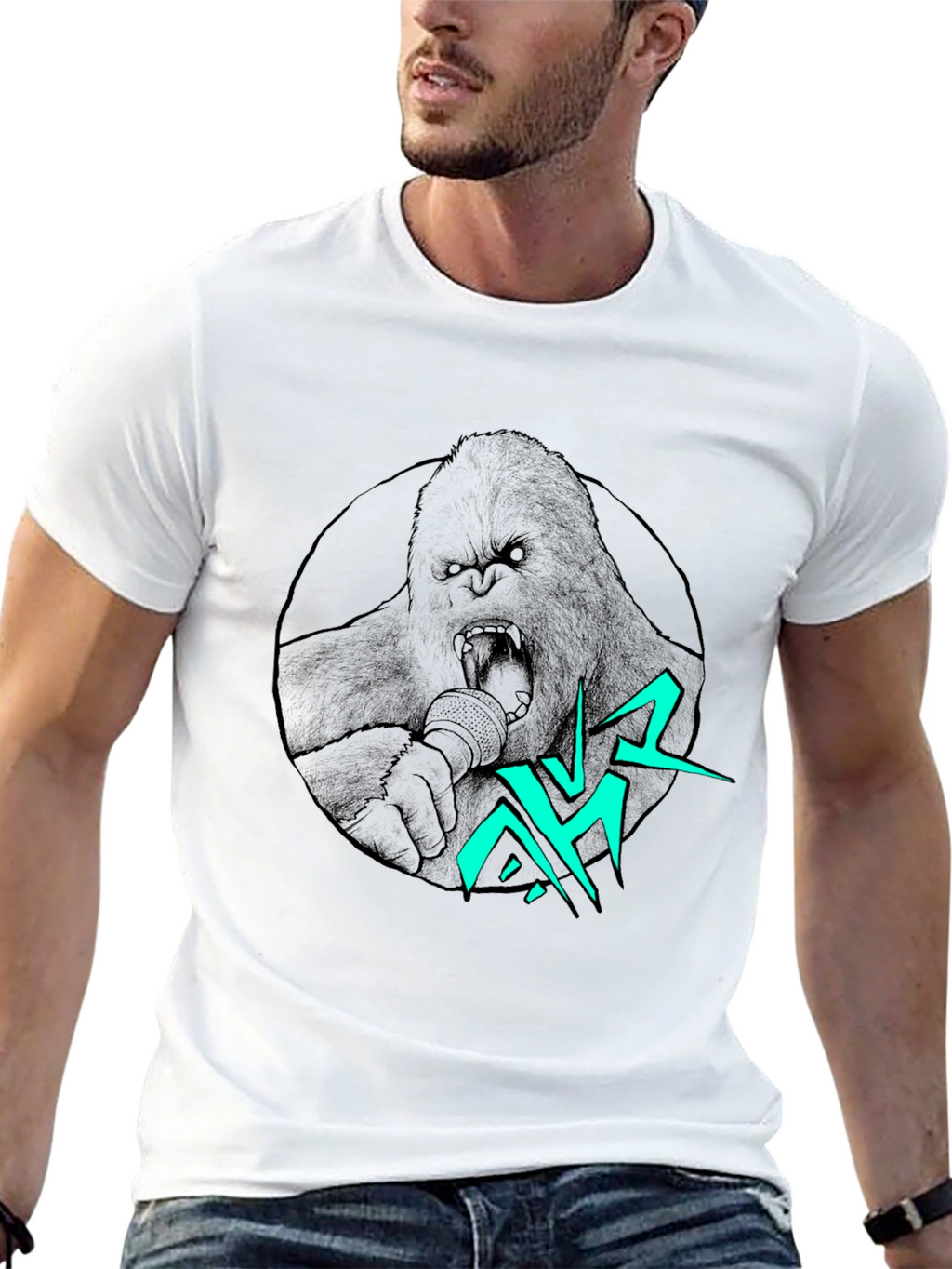 Gorilla Singer Graphic Print Black T-Shirt