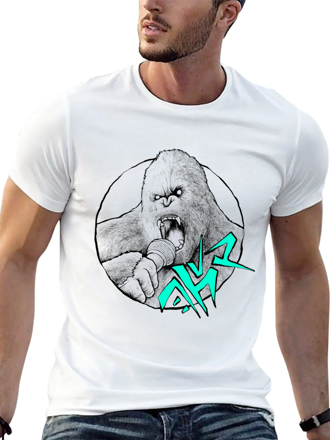 Gorilla Singer Graphic Print Black T-Shirt