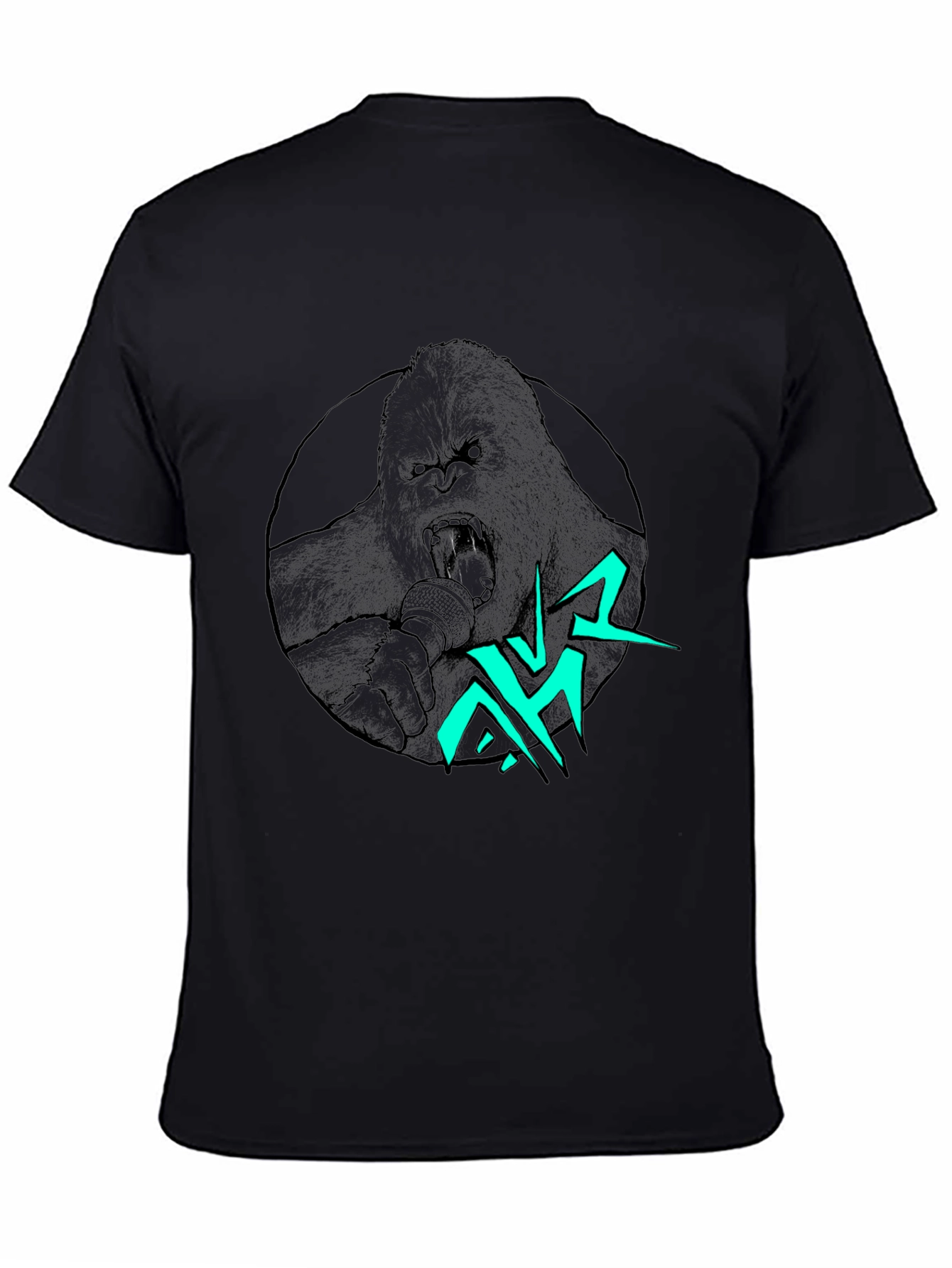 Gorilla Singer Graphic Print Black T-Shirt