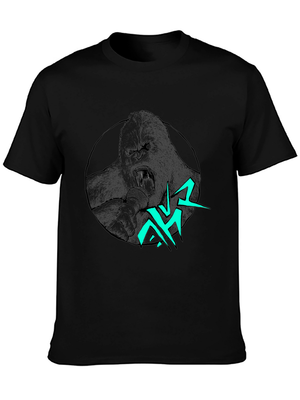 Gorilla Singer Graphic Print Black T-Shirt