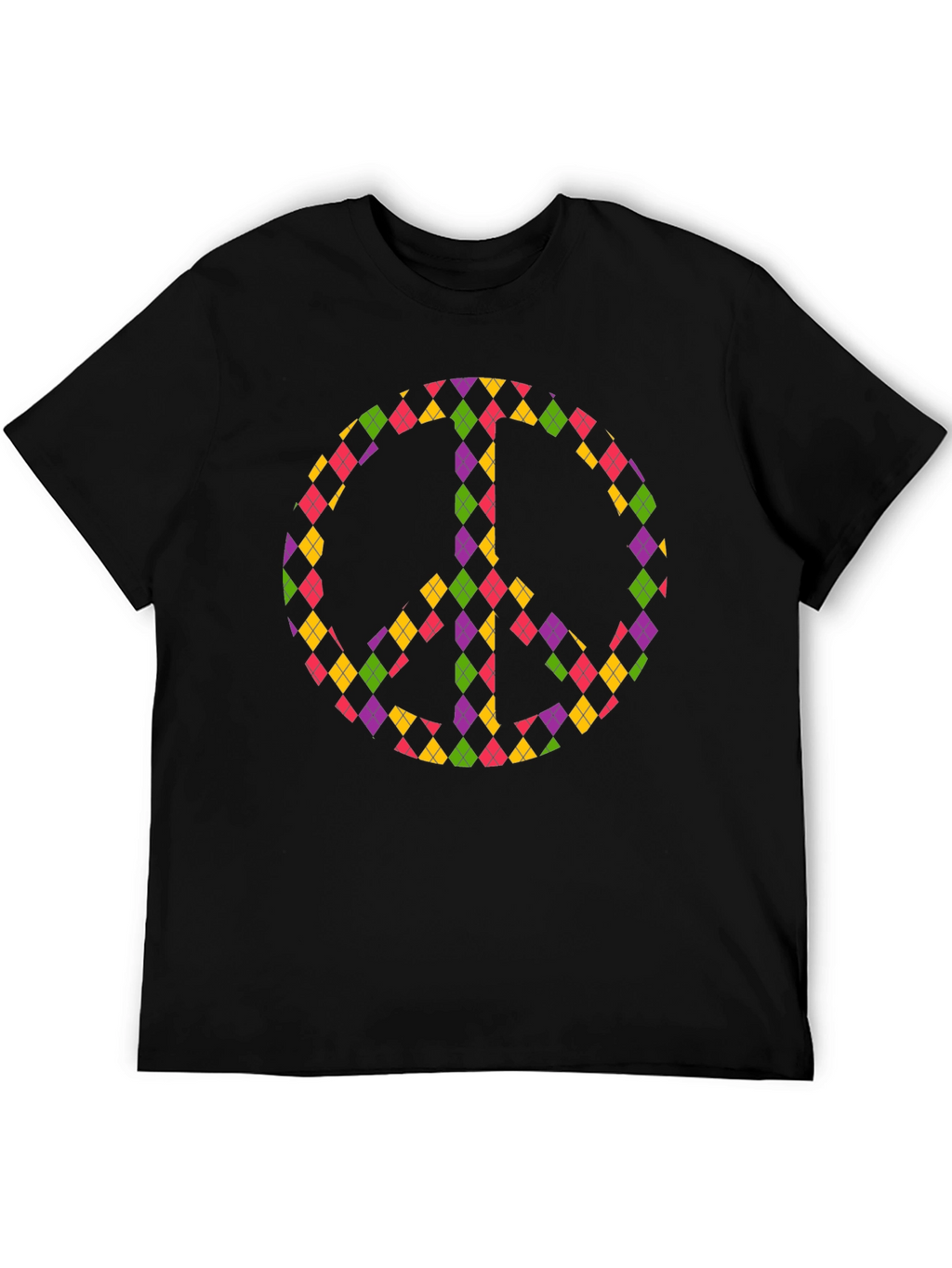 Peace Sign Argyle Tee - Black