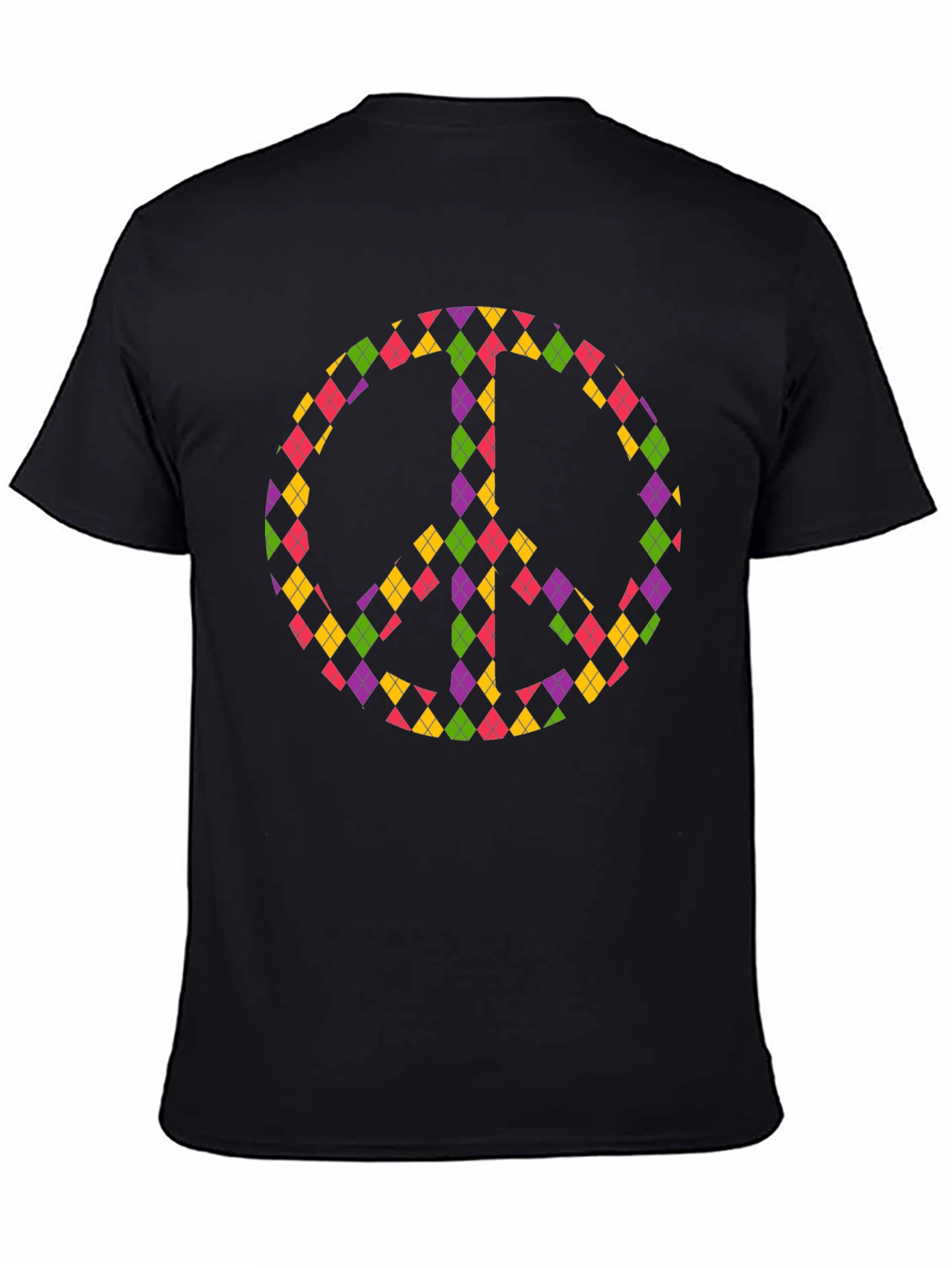 Peace Sign Argyle Tee - Black