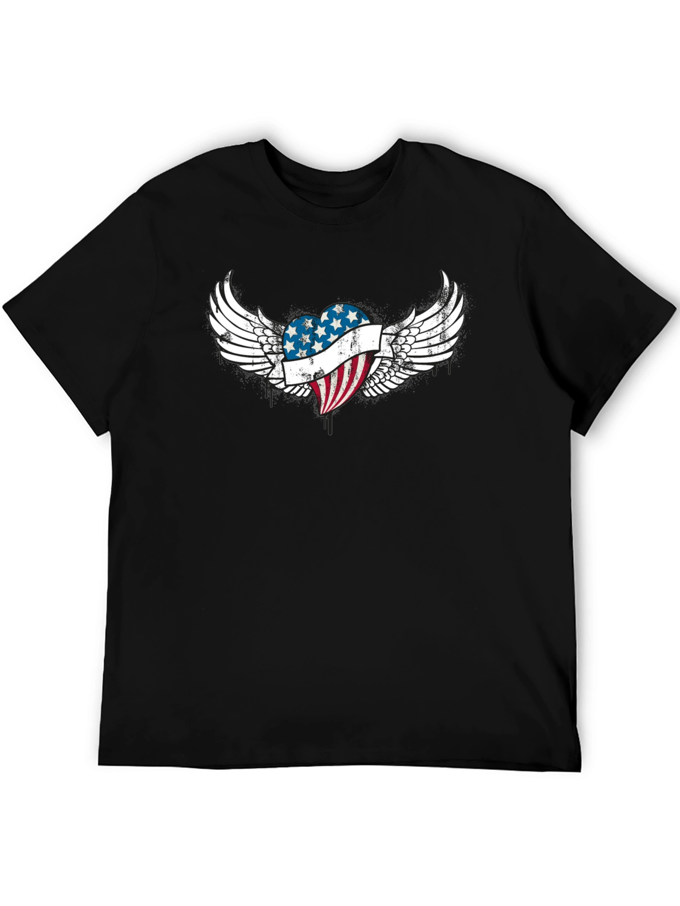 Patriotic Heart Wings T-Shirt - USA Flag Graphic Tee
