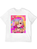 Anime Sad Girl Vaporwave Black T-Shirt