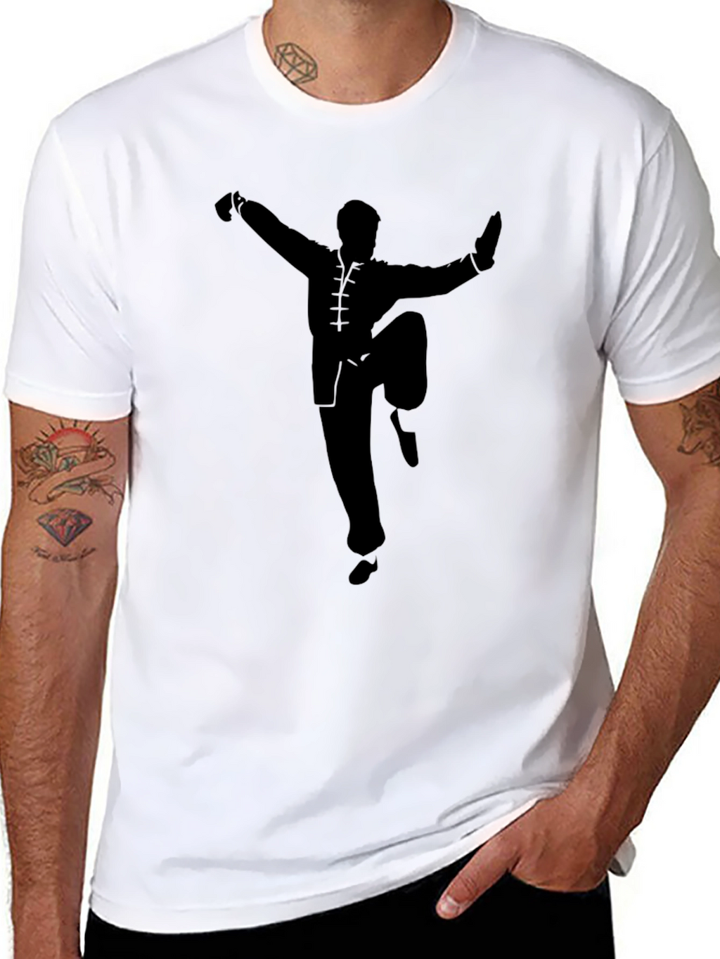 Black Martial Arts T-Shirt - Kung Fu Silhouette