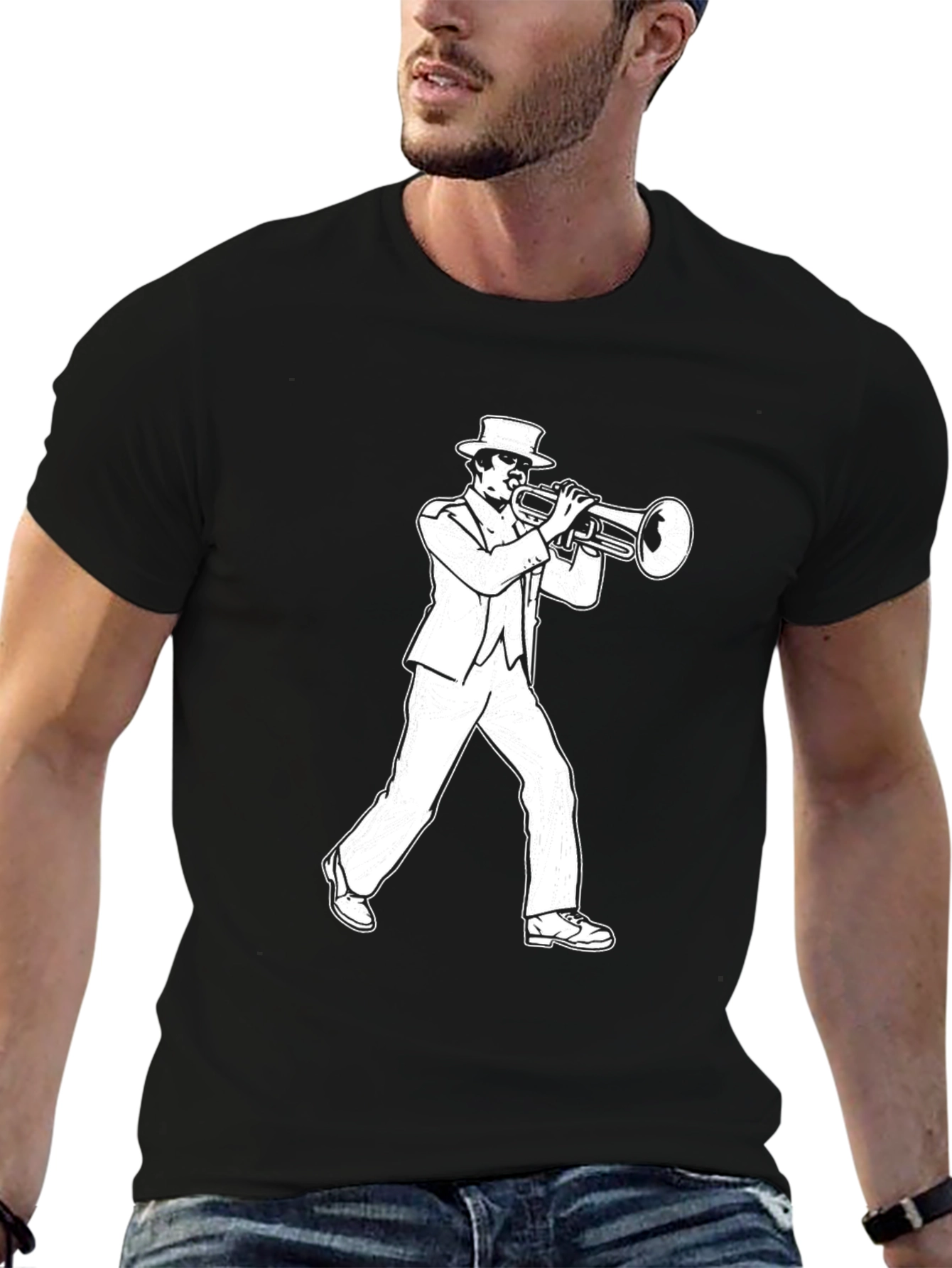 Jazz Trumpet Player Graphic T-Shirt - Black