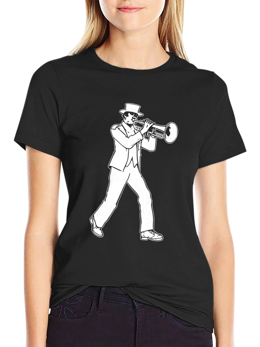 Jazz Trumpet Player Graphic T-Shirt - Black