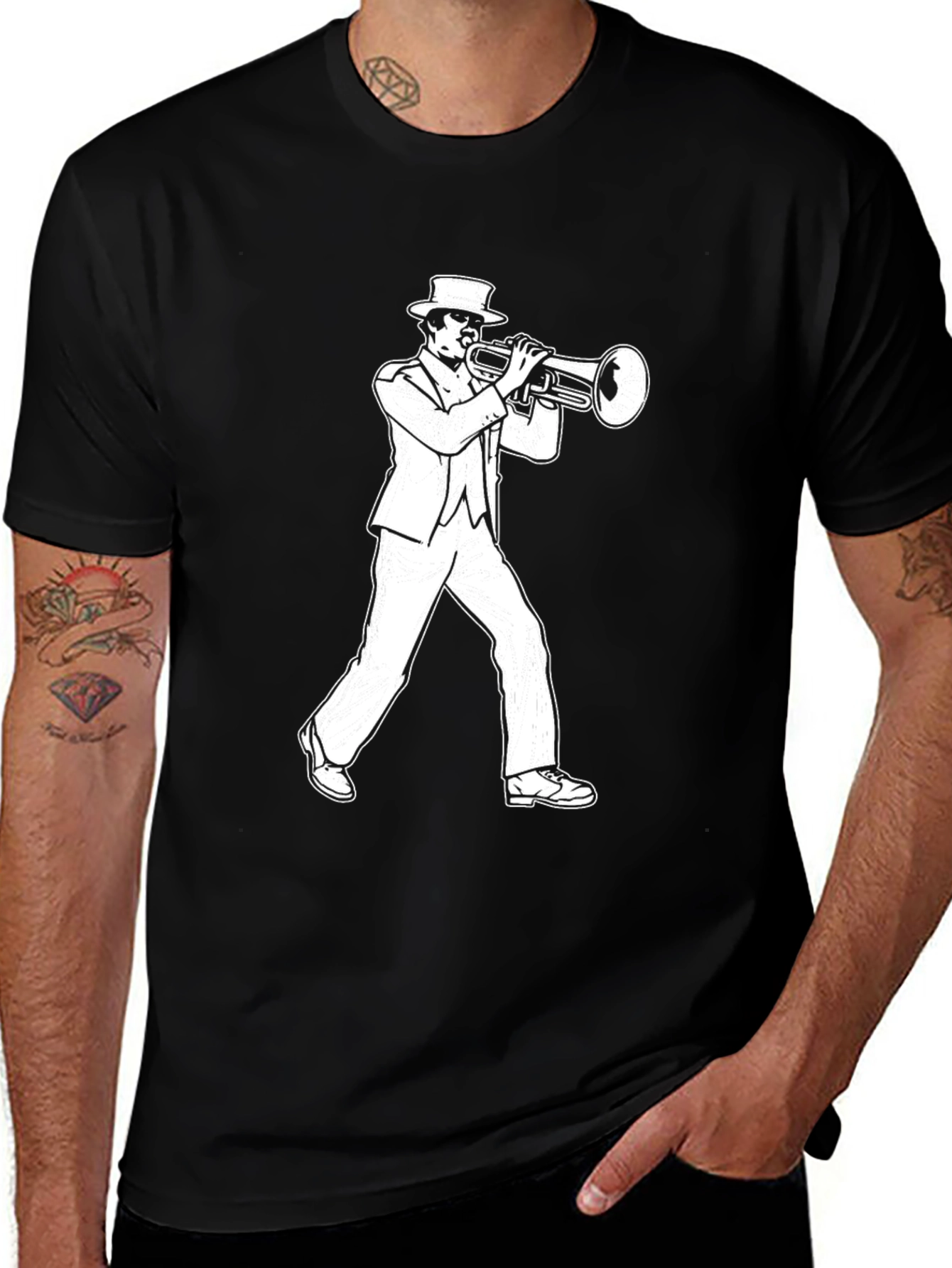 Jazz Trumpet Player Graphic T-Shirt - Black