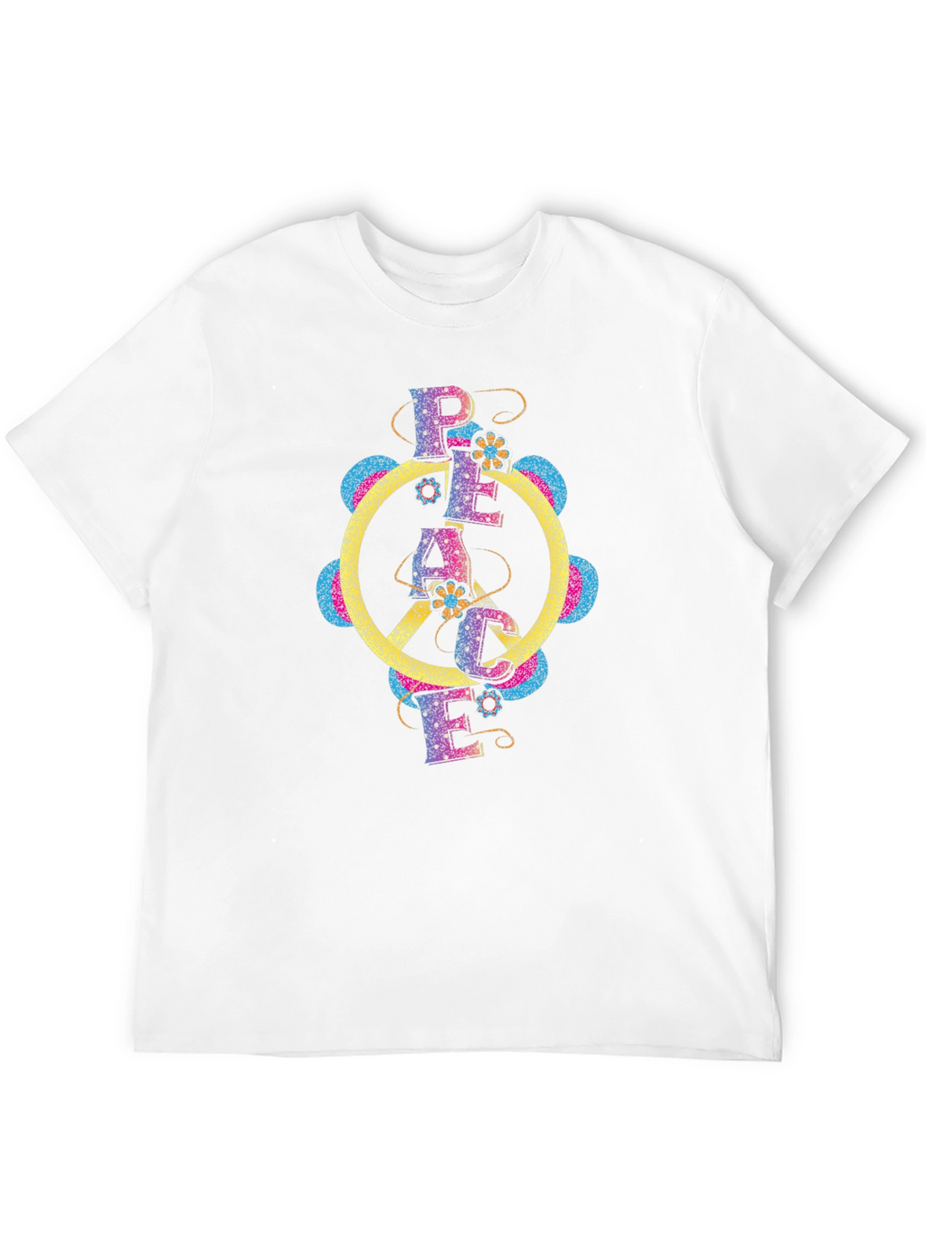 Peace Sign Retro Graphic Tee - Black Cotton T-Shirt