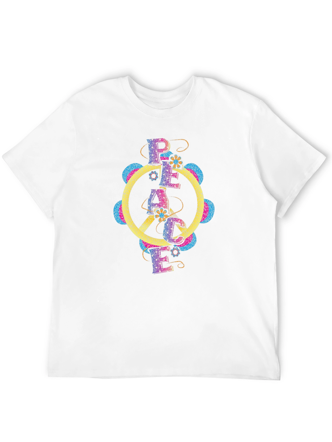 Peace Sign Retro Graphic Tee - Black Cotton T-Shirt