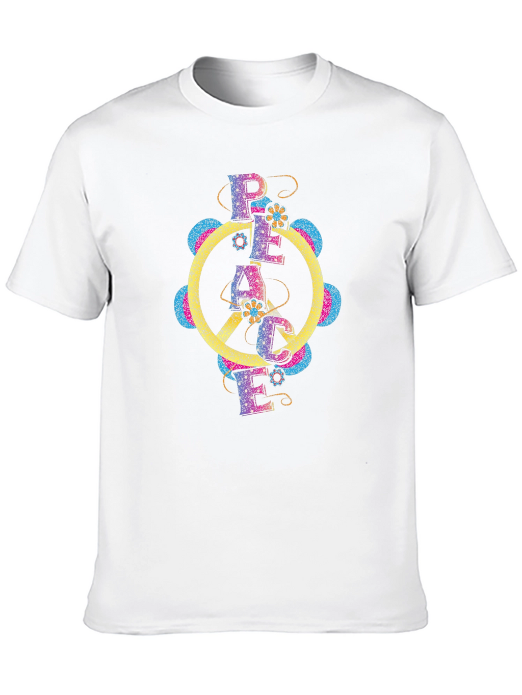 Peace Sign Retro Graphic Tee - Black Cotton T-Shirt