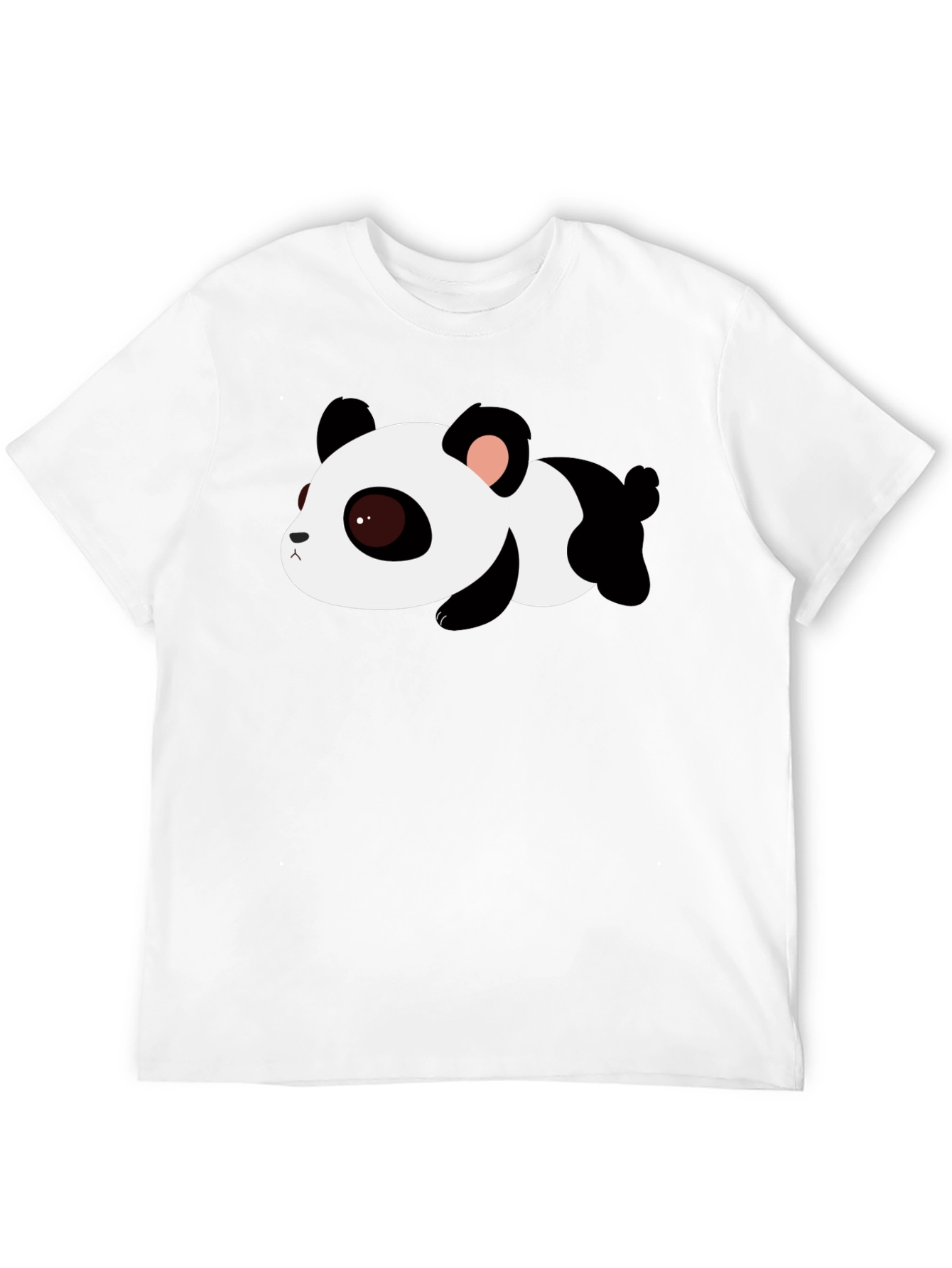 Cute Panda Graphic Tee - Black Cotton T-Shirt