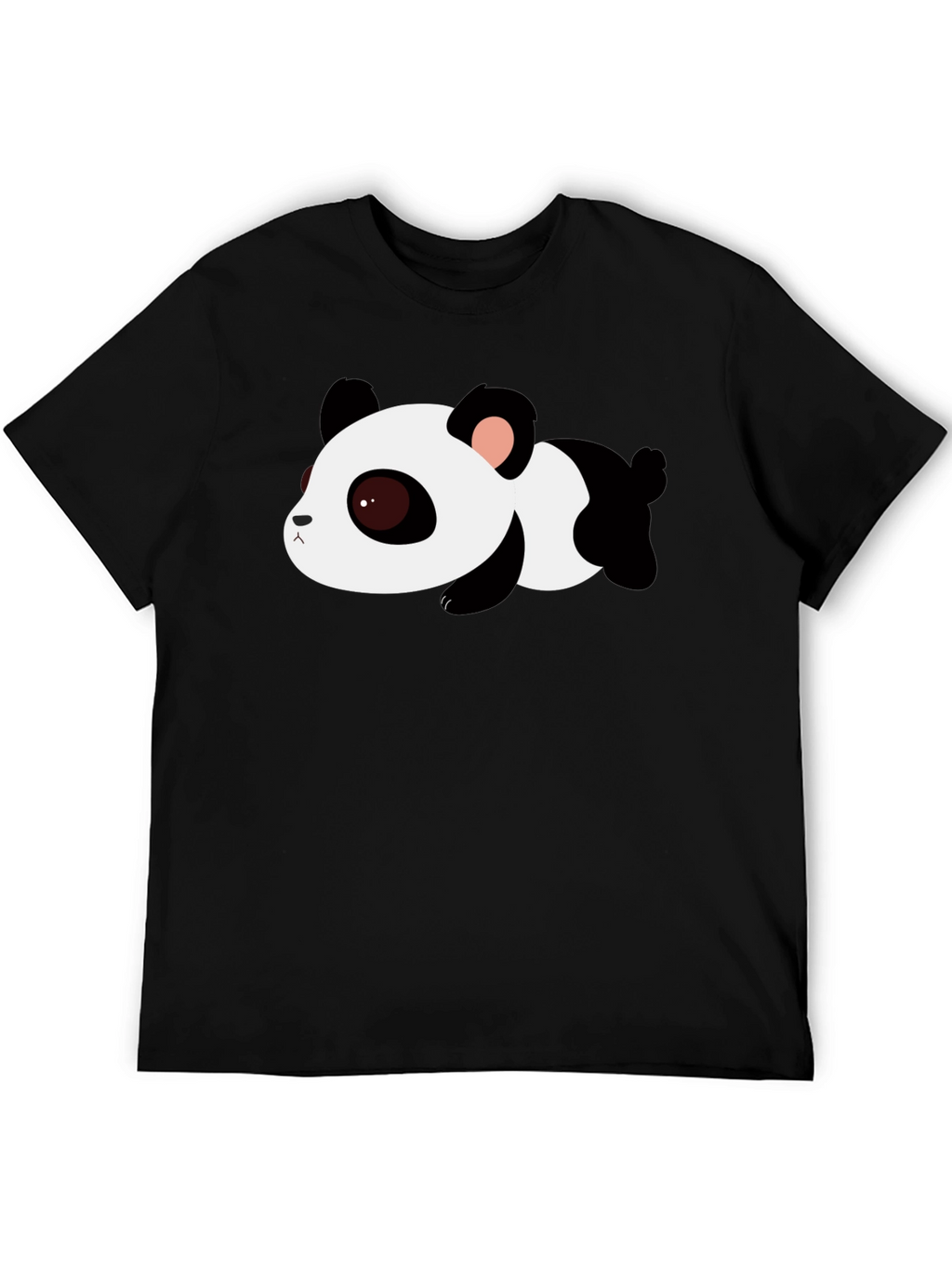 Cute Panda Graphic Tee - Black Cotton T-Shirt