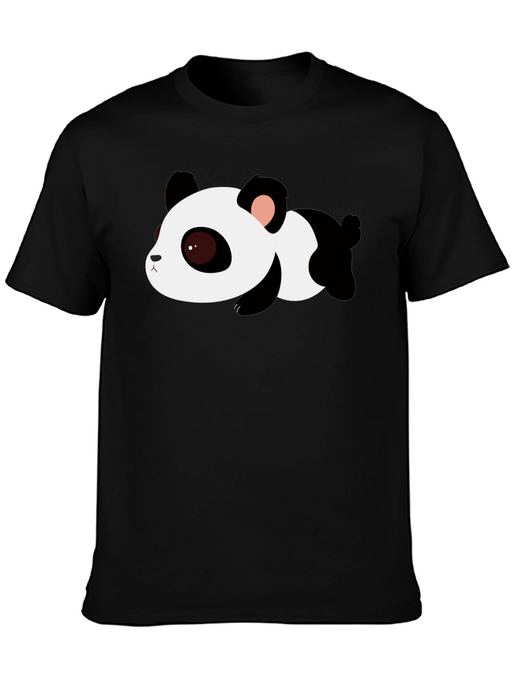 Cute Panda Graphic Tee - Black Cotton T-Shirt