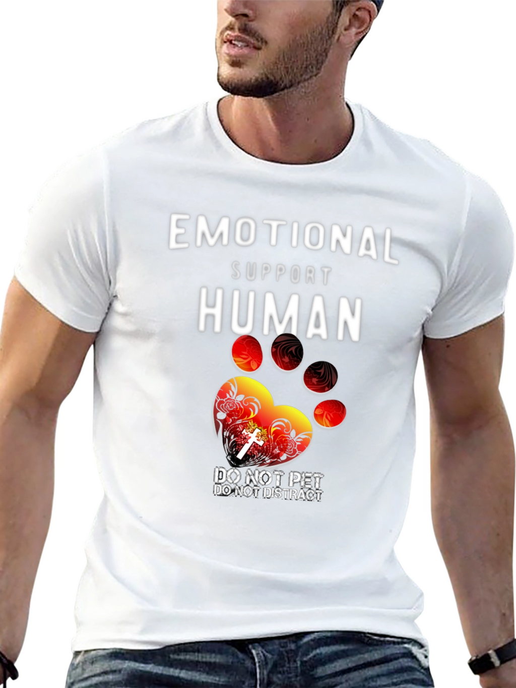 Emotional Support Human Paw Print Graphic Tee