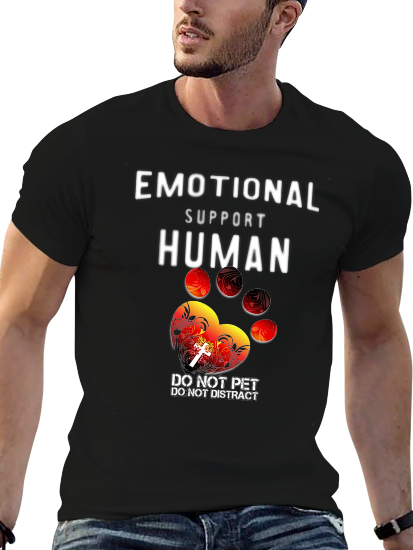 Emotional Support Human Paw Print Graphic Tee