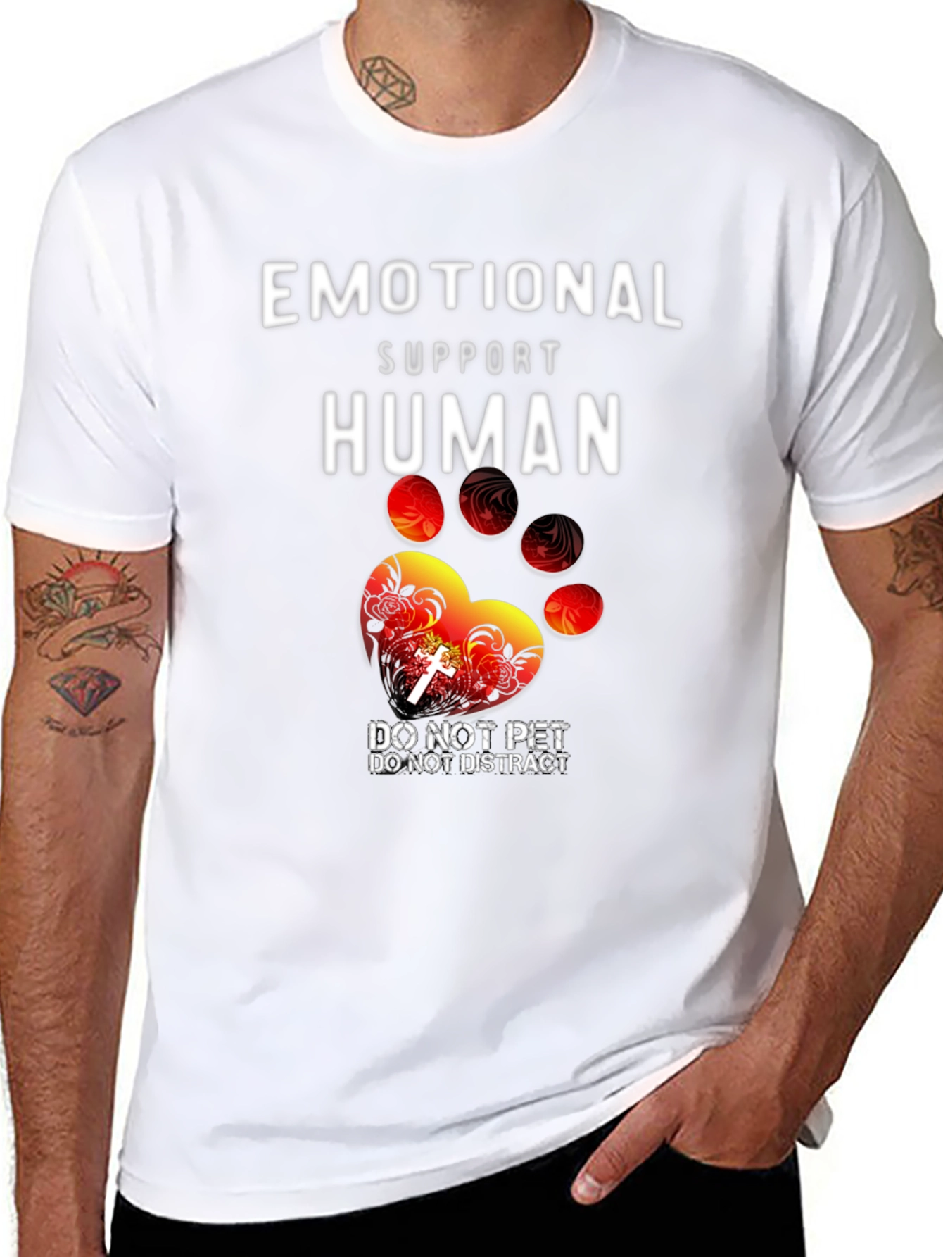 Emotional Support Human Paw Print Graphic Tee