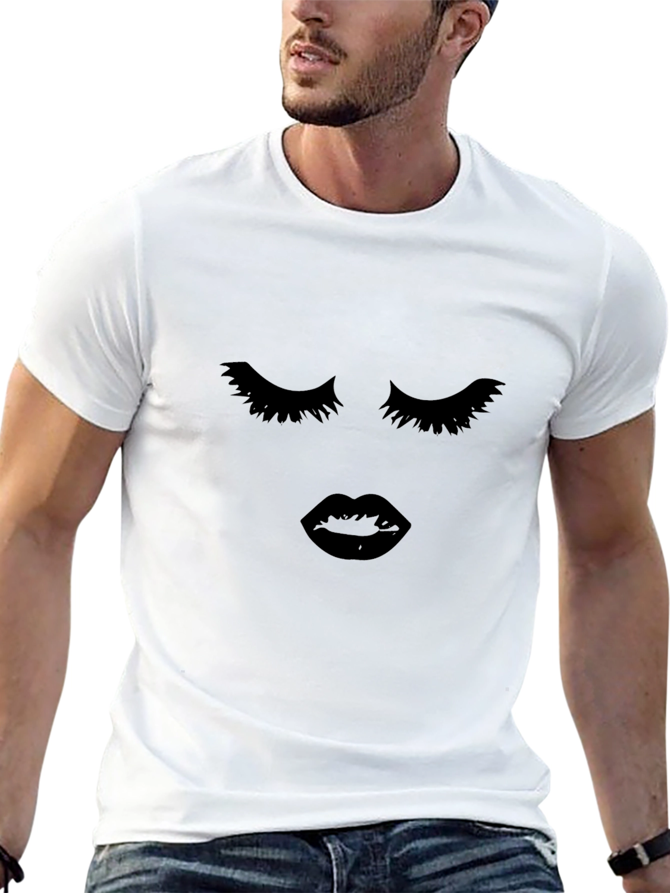 Eyelashes and Lips Graphic Tee - Black