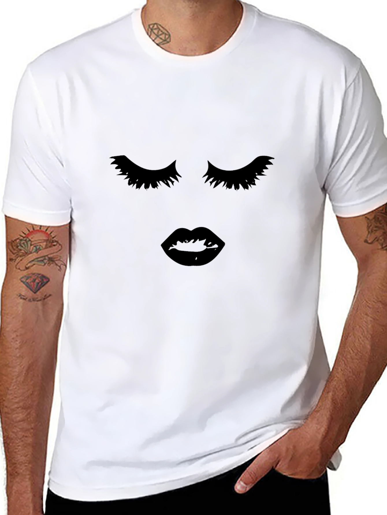 Eyelashes and Lips Graphic Tee - Black
