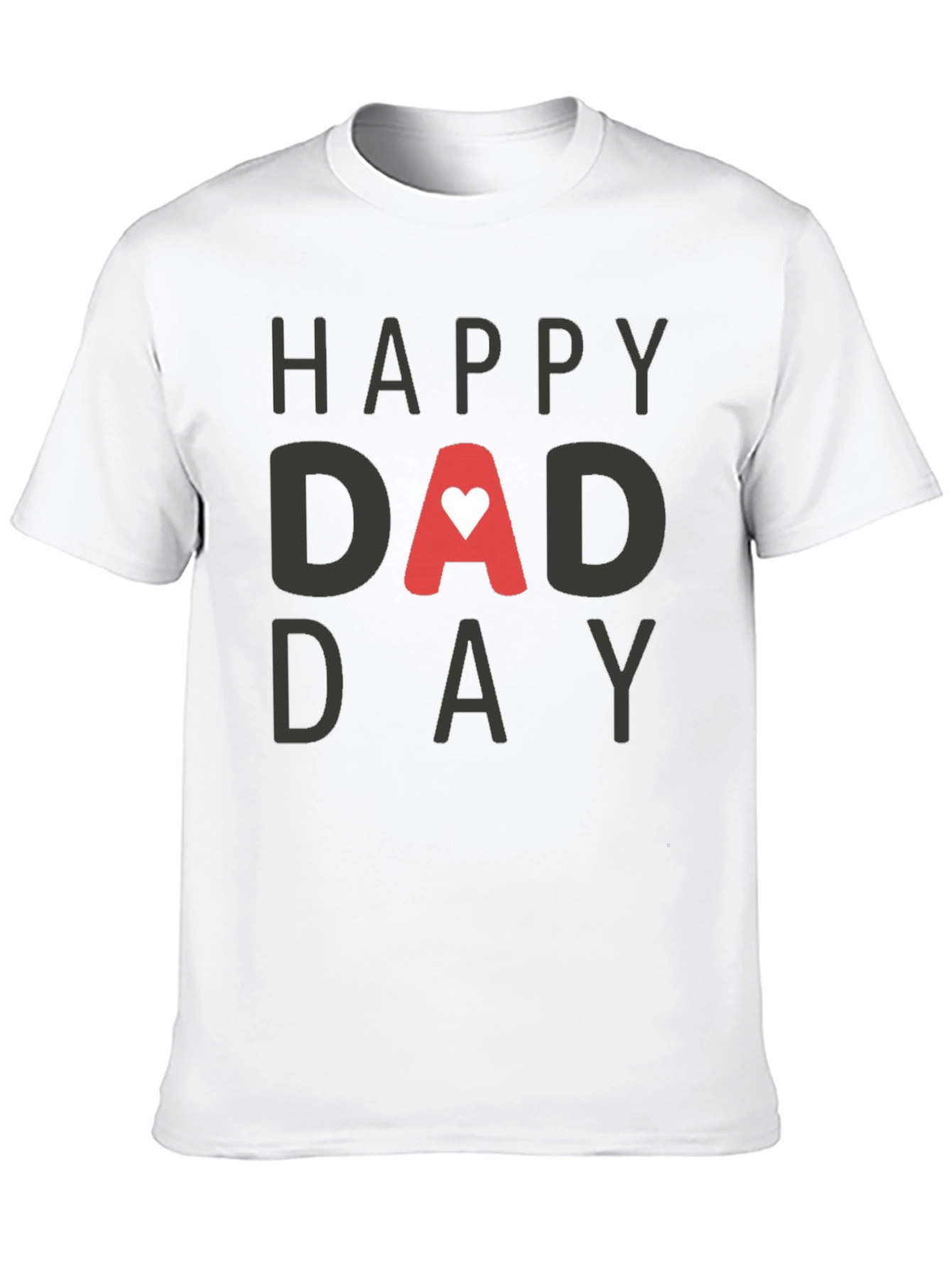 Happy Dad Day Black T-Shirt with Heart